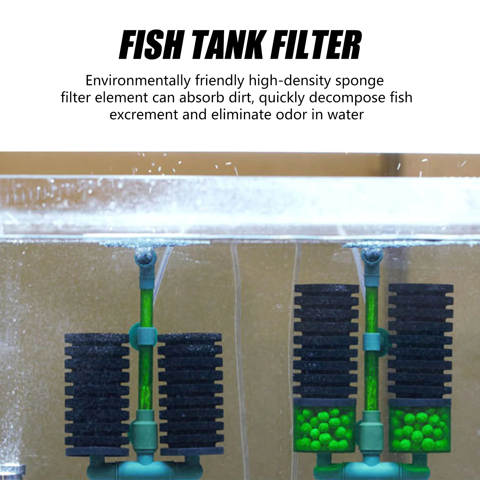 Aquarium Fish Breeding Filters Double Head Biochemical Sponge Filter No Noise Fish Tanks Filtration Device Absorbs Dirt Home Use