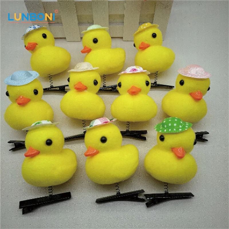 5Pcs/Lot Little Yellow Duck Hairpin For Children Rose Hat Duck Gift Funny Christmas Gift Cute Spring Festival Toys