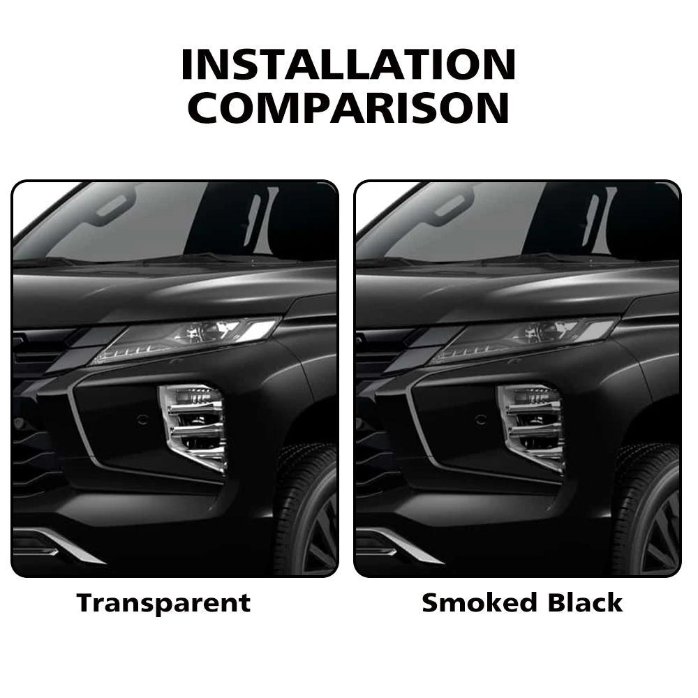 Premium Pre-Cut TPU Headlight Film for Mitsubishi Pajero Sport 2020-2025 Smoke Black High-Gloss PPF Anti-Scratch Vinyl Wrap Kit - view 4
