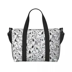 Custom Large Snoopys Smile Giggle Laugh Pattern 2 Tote Bag Women Shoulder Shopping Beach Gym Travel Bag