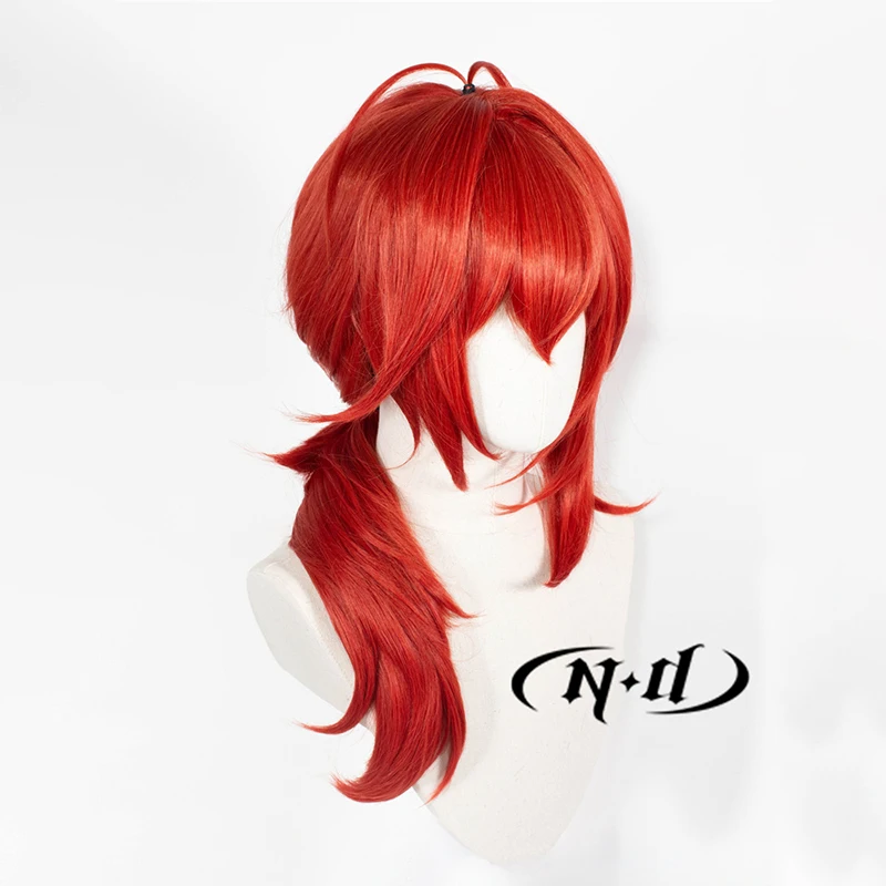 ND Diluc شعر مستعار تأثيري Genshin تأثير هيربيسي شعر مستعار تأثيري مقاومة للحرارة الاصطناعية للحزب كوميك كون كوزر زي موضوع