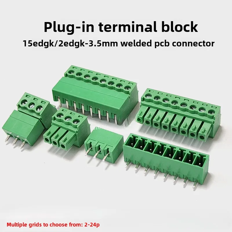 2set 15EDG-3.5 Plug and Pull Terminals 2EDGK3.5MM Welding PCB Plate Phoenix Connector 2P3P-24P