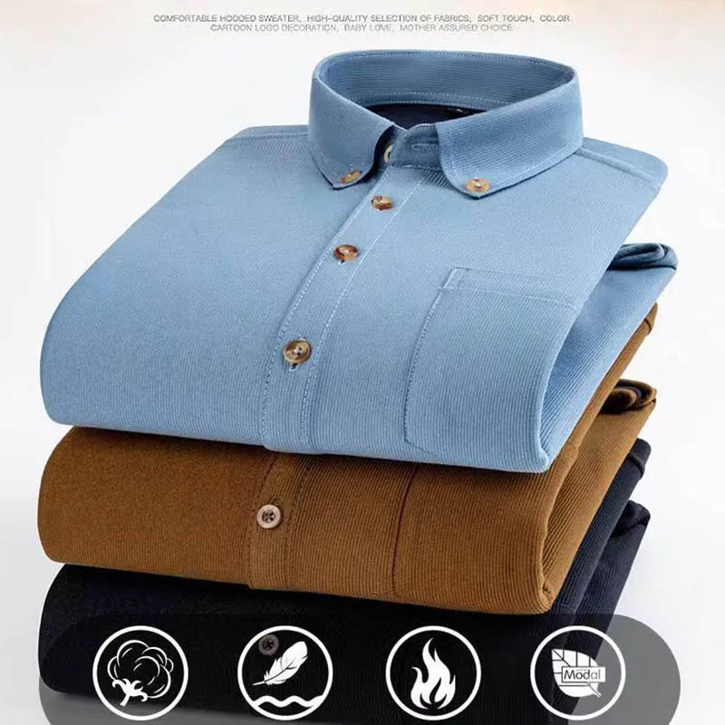 Camisa de veludo de veludo grande masculina, monocromática, estilo clássico, ajuste regular, veludo, grosso, casual, roupas de marca, tops polo, quente