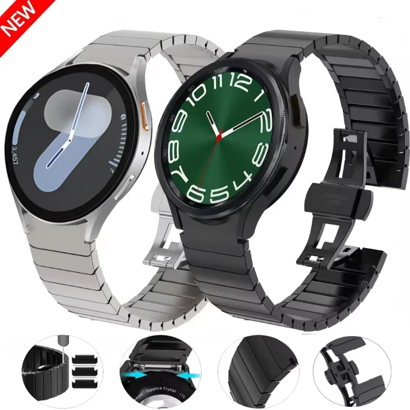 Metall Edelstahl für Samsung Galaxy Watch 7/6/5/4 40 mm 44 mm 5 Pro 45 mm Armband für Galaxy Watch 4/6 Classic 46 mm 47 mm