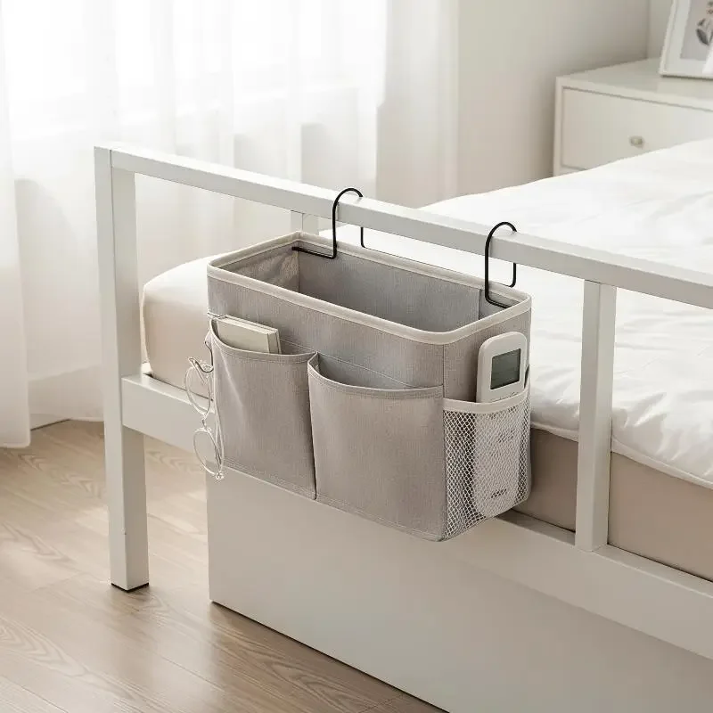 New New Durable Cotton Linen Bedside Hanging Organizer Large Capacity Multiple Pockets Side Hooks For Dorm Bunk Beds Bedrooms Home - Aliexpress Deal
