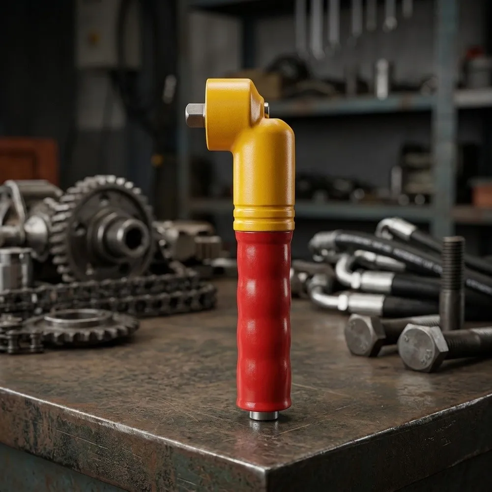 90-Degree Right Angle Wrench Adapter for Impact Driver Compatible with Electric and Pneumatic Tools for Tight Spaces