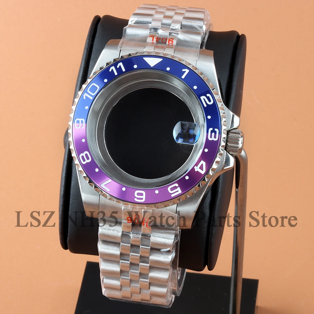 

Корпус часов 40 мм NH35, браслет Jubilee, цельный браслет из нержавеющей стали 316L, подходит для механизмов GMT NH34, NH35, NH36, NH38, циферблат 28,5 мм.