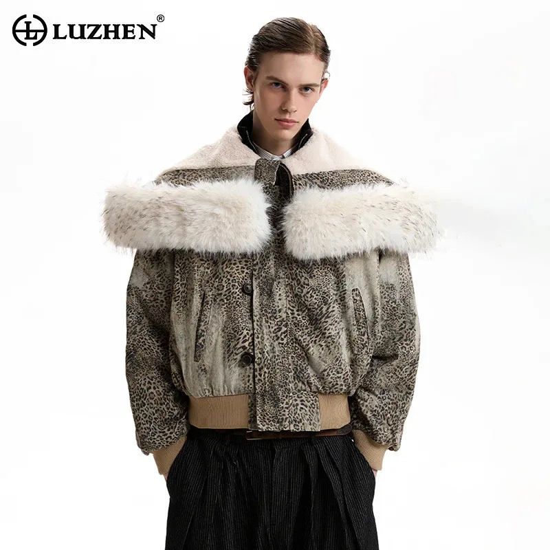 

LUZHEN 2025 Winter New Personalized Multiple Wearing Styles Zipper Hooded Padded Coat Men Fur Patchwork Warm Parka Jacket JY5257