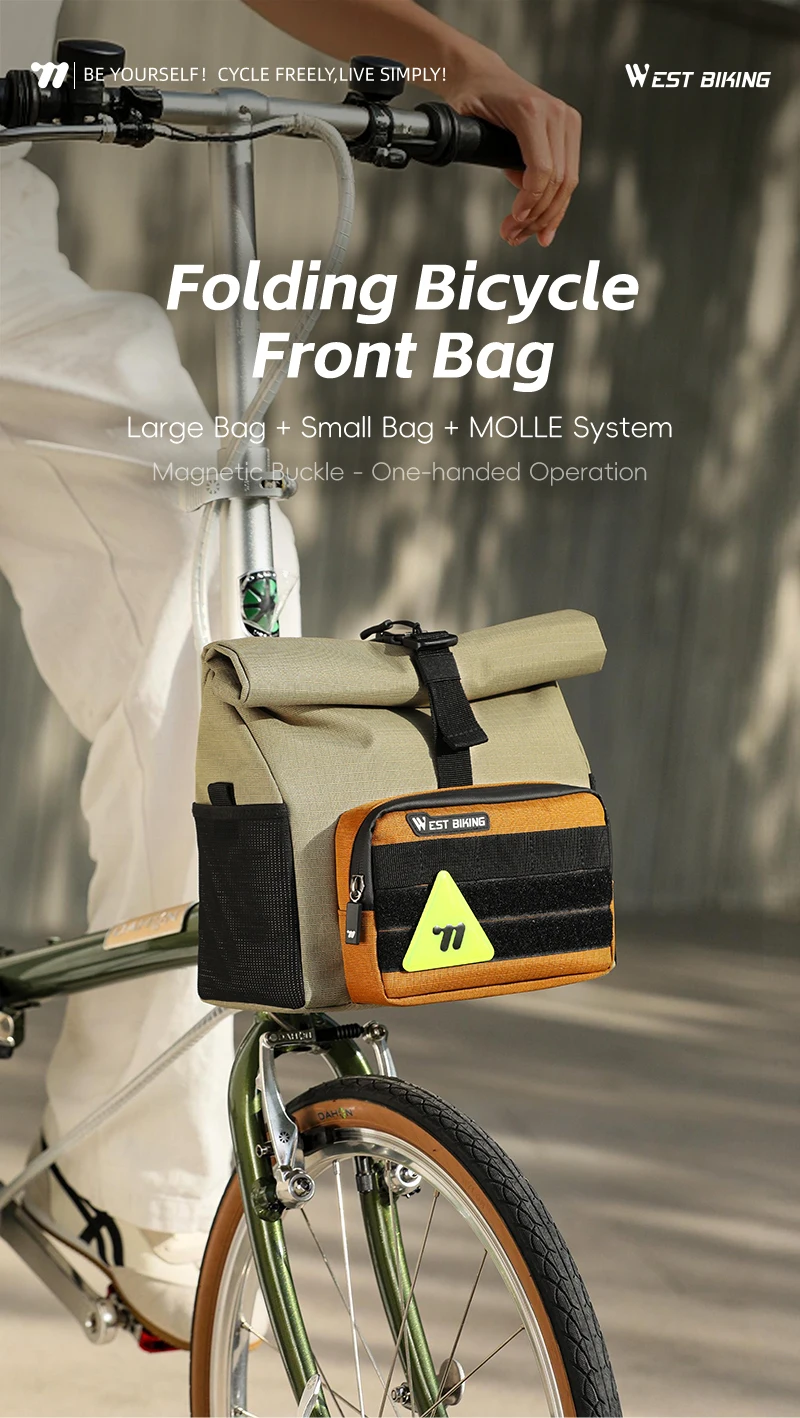 WEST BIKING Faltbare Fahrrad-Vordertasche 2-in-1 Multifunktionale Fahrradlenkertasche 3,3+0,6L Große Kapazität Werkzeugaufbewahrung Fahrradtasche – Detail 1