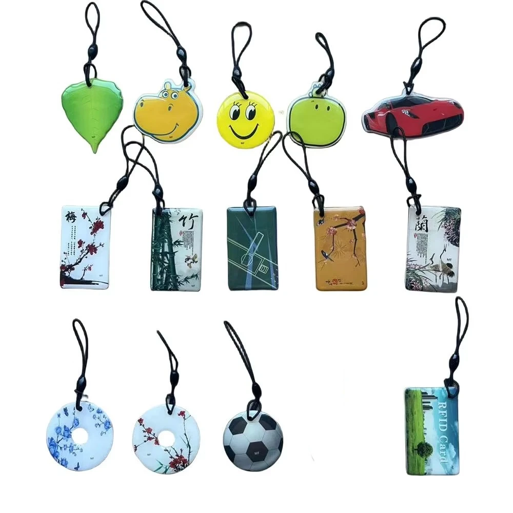 10/20/50/100PCS Random Pattern 13.56MHZ UID Rewritable Keyfobs RFID NFC IC Tag Ring Key Card changeable S50 Access Control