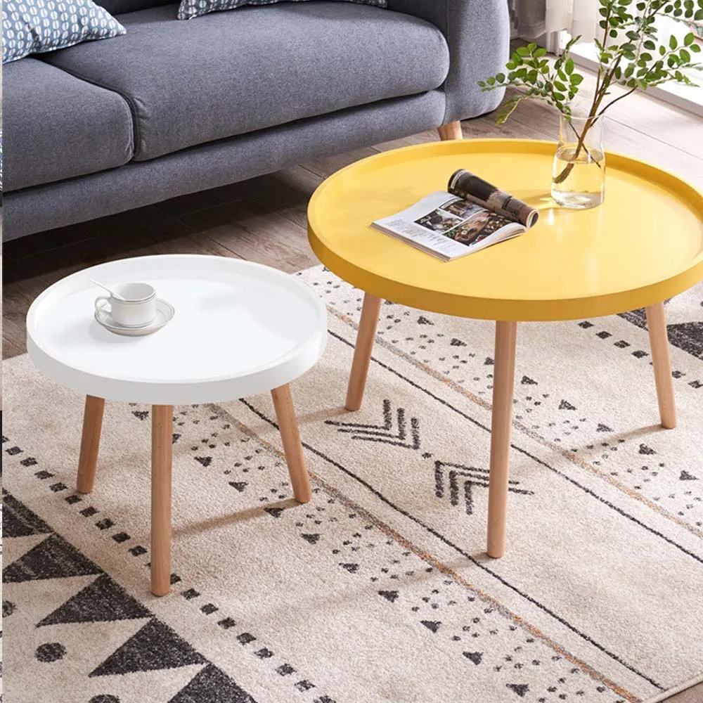 

Nordic Style Coffee Table Simple Living Room Small House Type Disc Waterproof Table Balcony Bedroom Solid Wood Legs Firm Durable