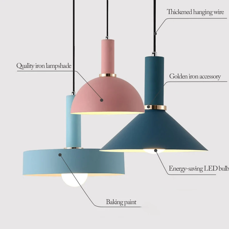 Nordic LED Pendant Lights Metal Minimalist Hanging Lamps Kitchen Dining Room Bedroom Bar Counter Indoor Lighting Home Decor E27 image 5