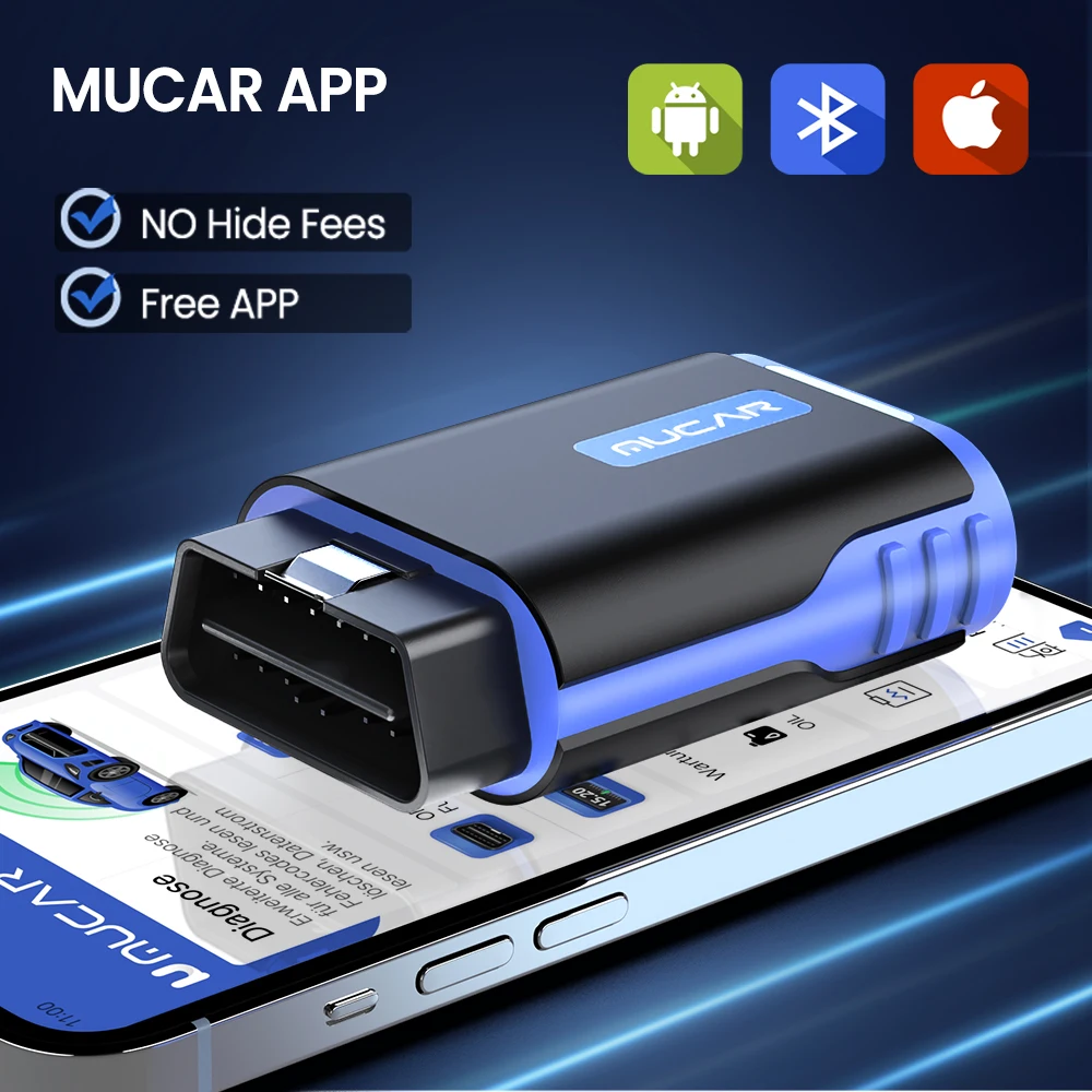 Диагностический сканер MUCAR Driverscan OBD2, bluetooth-устройство для полной диагностики автомобиля, с 15 режимами сброса, для активного тестирования IMMO, двунаправленный считыватель кодов