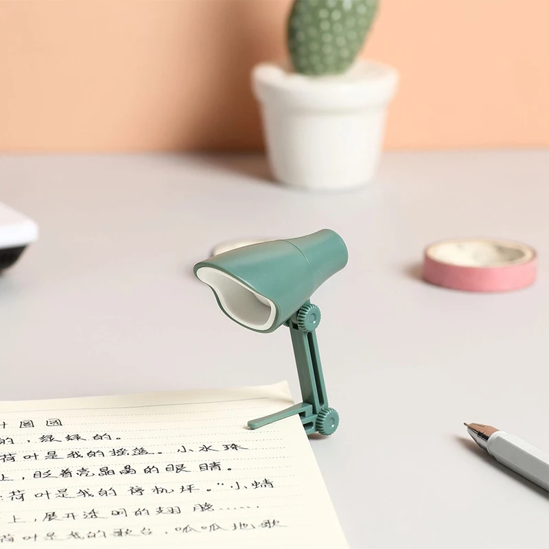 LED Mini Desk Lamp Folding Small Table Lamp for Carrying Around Learning to Read Night Light with Clip Tabletop Ornament