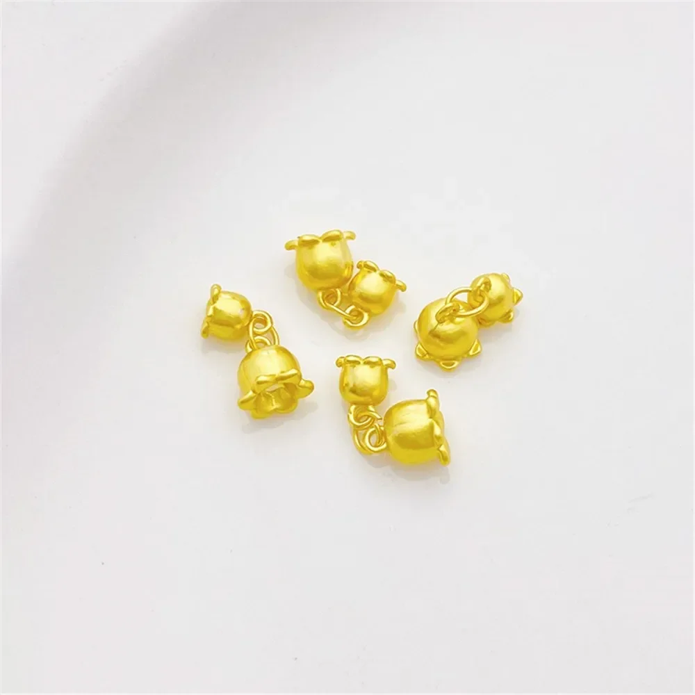 18k fosco ouro sino orquídea combinação charme pingente diy jóias suprimentos contas para colar pulseira artesanato acessórios