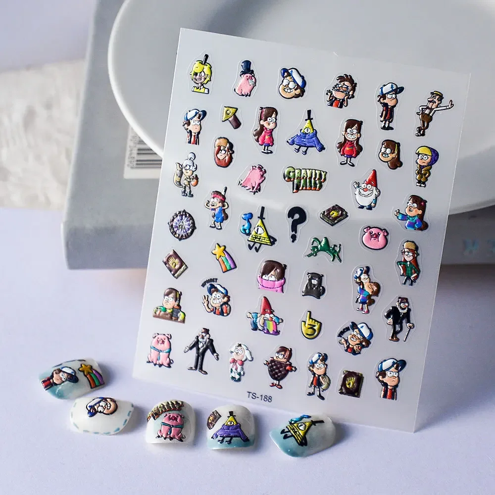 Gravity Falls Disney 5D Nail Stickers Nail Art Jewelry Nails Parts Self Adhesive Sticker Decals Supplies Manicure Decoration