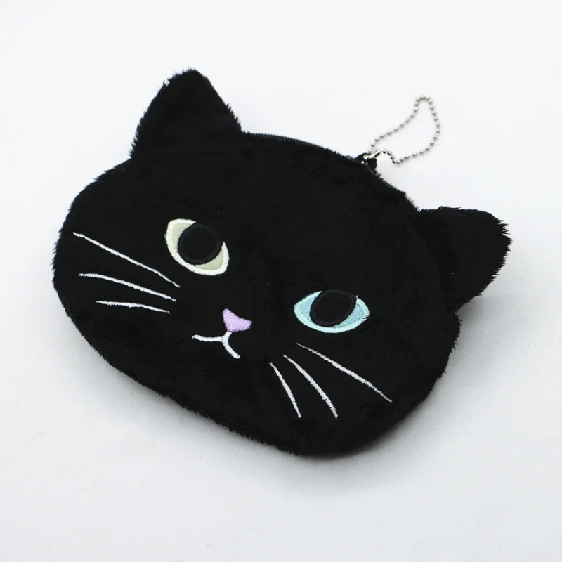 لطيف هالوين القطيفة السوداء القط عملة المحفظة أحمر الشفاه حقيبة التخزين الفتيات هدايا حفلة عيد ميلاد