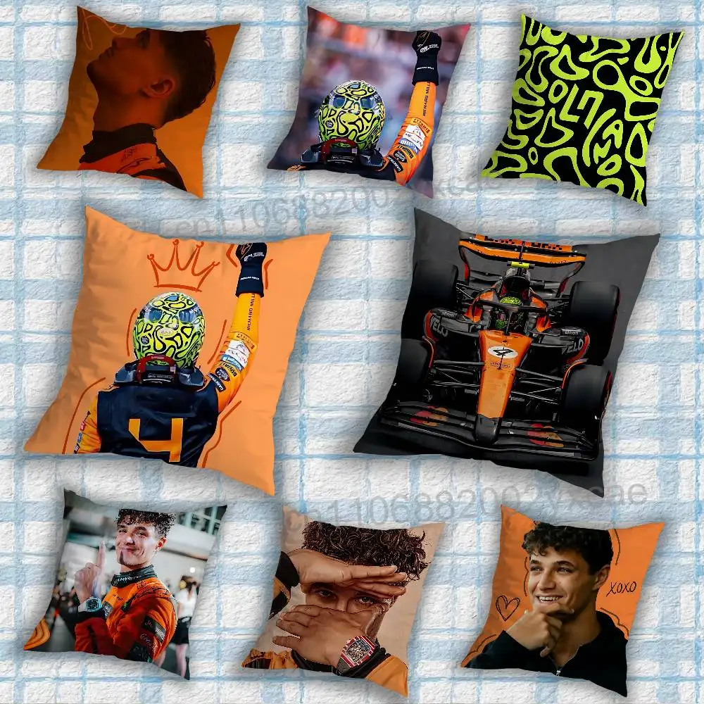 racing regulations Lando Norris Pillow Case Square Double-Sided Printing Short Plush Sofa Cushion Cover Bedroom Bedside Pillow