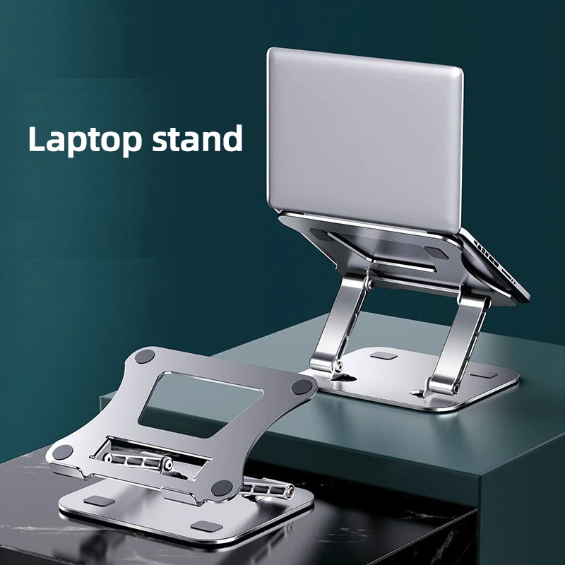 Aluminum alloy laptop stand, folding, height-increasing, hollowed-out for heat dissipation, bottom for storing keyboard