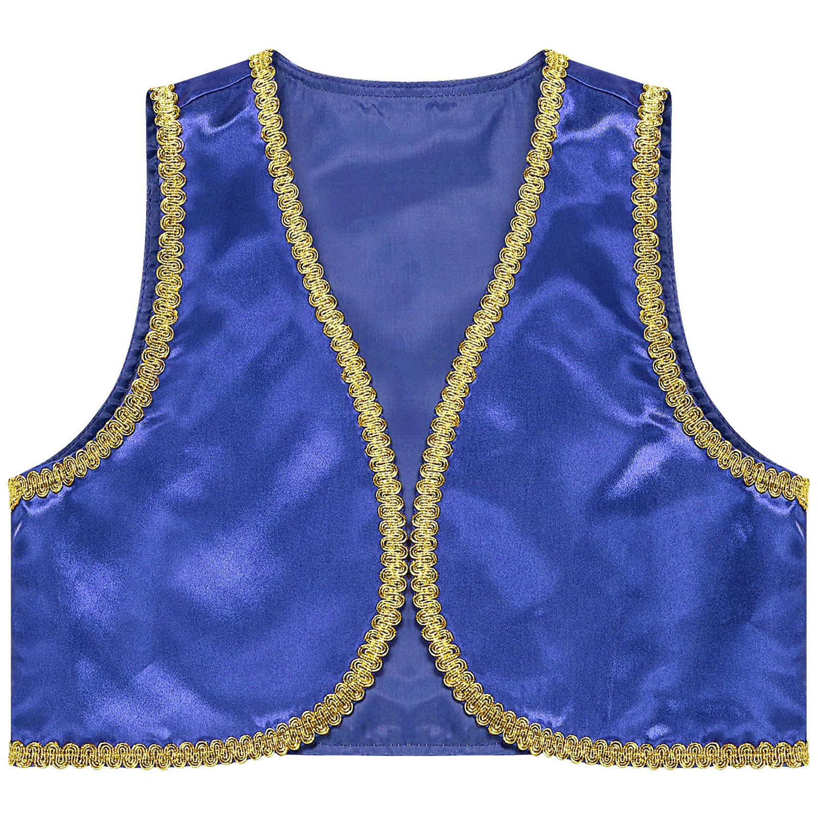 Kids Boys Halloween Arabian Prince Cosplay Costume Set Sleeveless Open Front Vest Waistcoat with Pants for Theme Party Dress Up