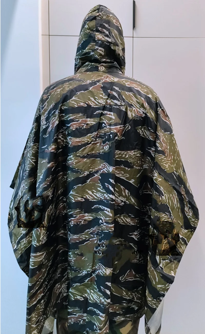 Tiger Spot Camouflage Tactical Raincoat Original Replica Outdoor Rainproof Cloak