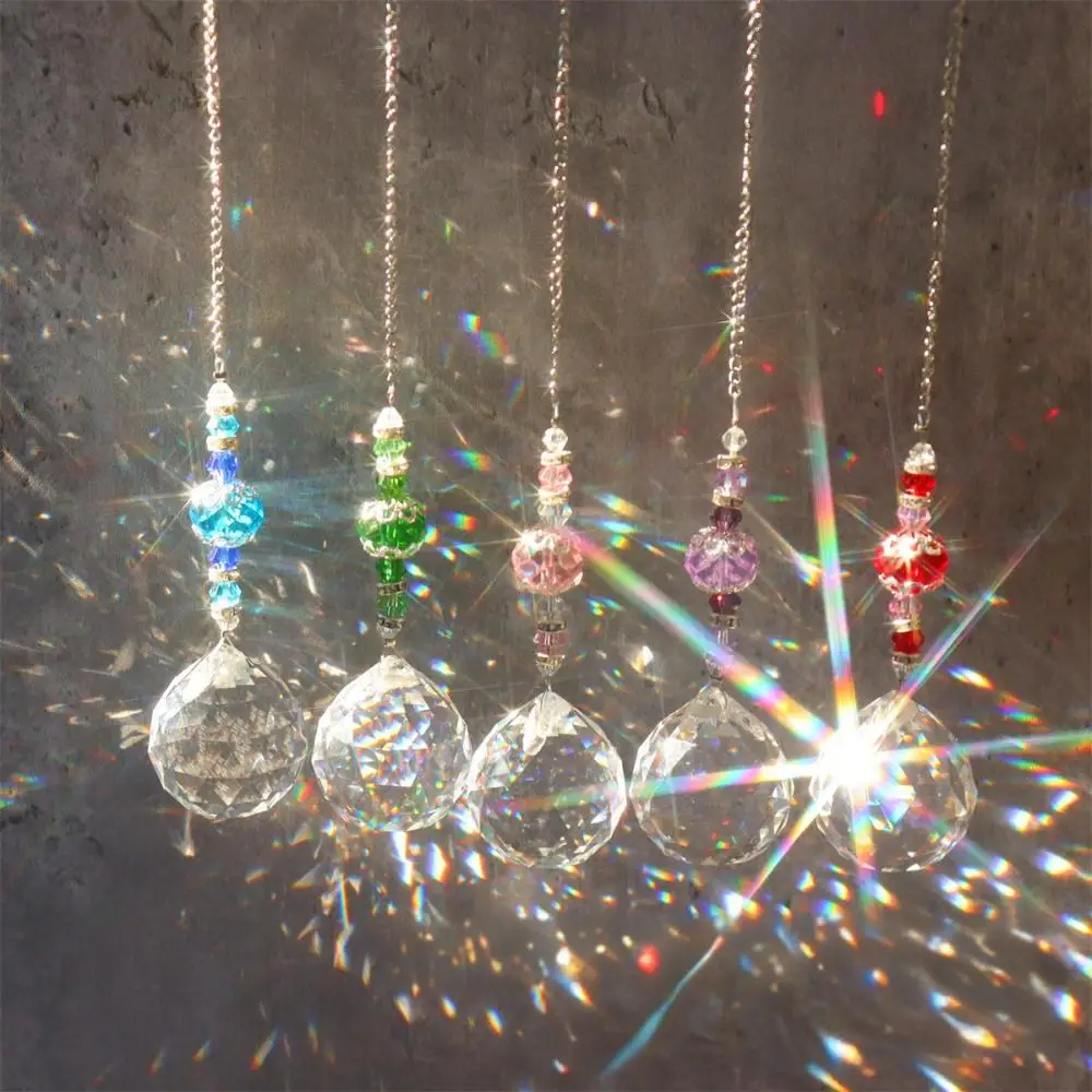 Crystal Suncatcher Sun Catchers with Chakra Beads Window Prism Hanging for Indoor Home Outdoor Garden Decor Rainbow Maker