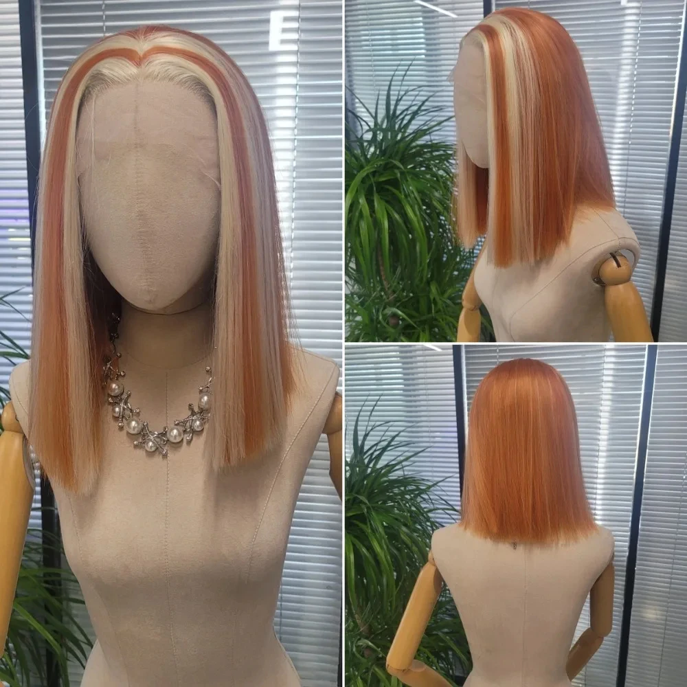 

Lace Front Straight Synthetic Transparent Lace Front Heat Resistant Glueless Preplucked Ombre Cosplay Wigs