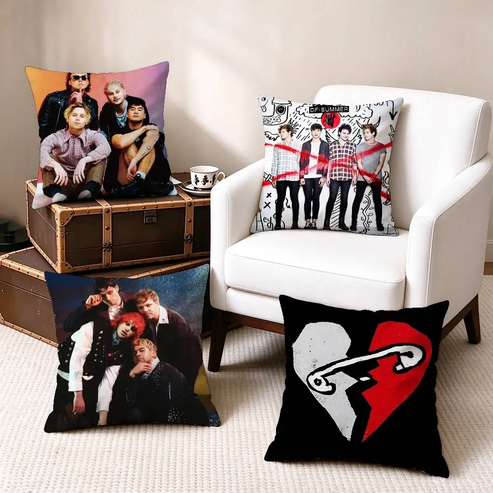 5SOS 5-Seconds of S-Summers  Square Double-Sided printed Pillow Case Bedroom Bedside Pillow Sofa Cushion Cover