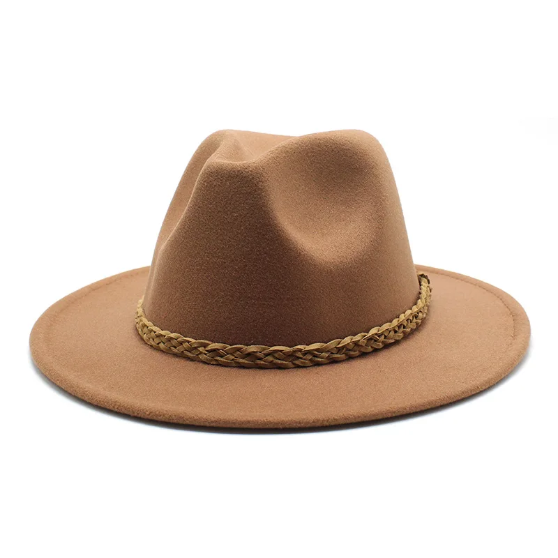 

Autumn And Winter Woolen Fedora Hat Retro Classic Flat-brimmed Cap European And American Broad-brimmed Hat Top Hat Felt Cap
