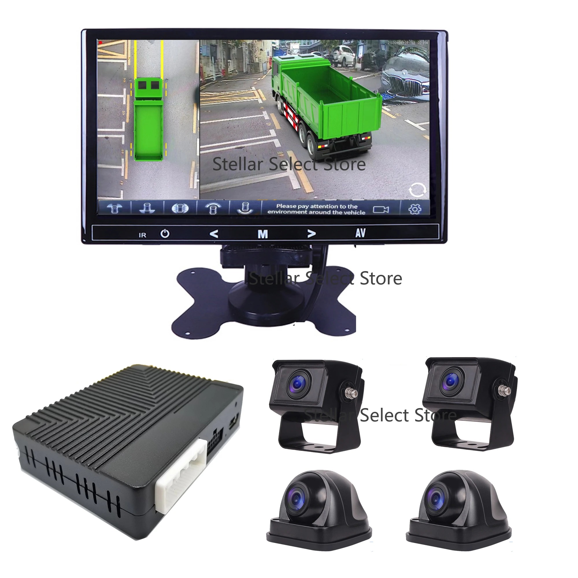 1080P AHD 3D/2D Surround View Recorder DVR 360 Bird View Panorama System Cameras for Truck Van Engineering Motorhome