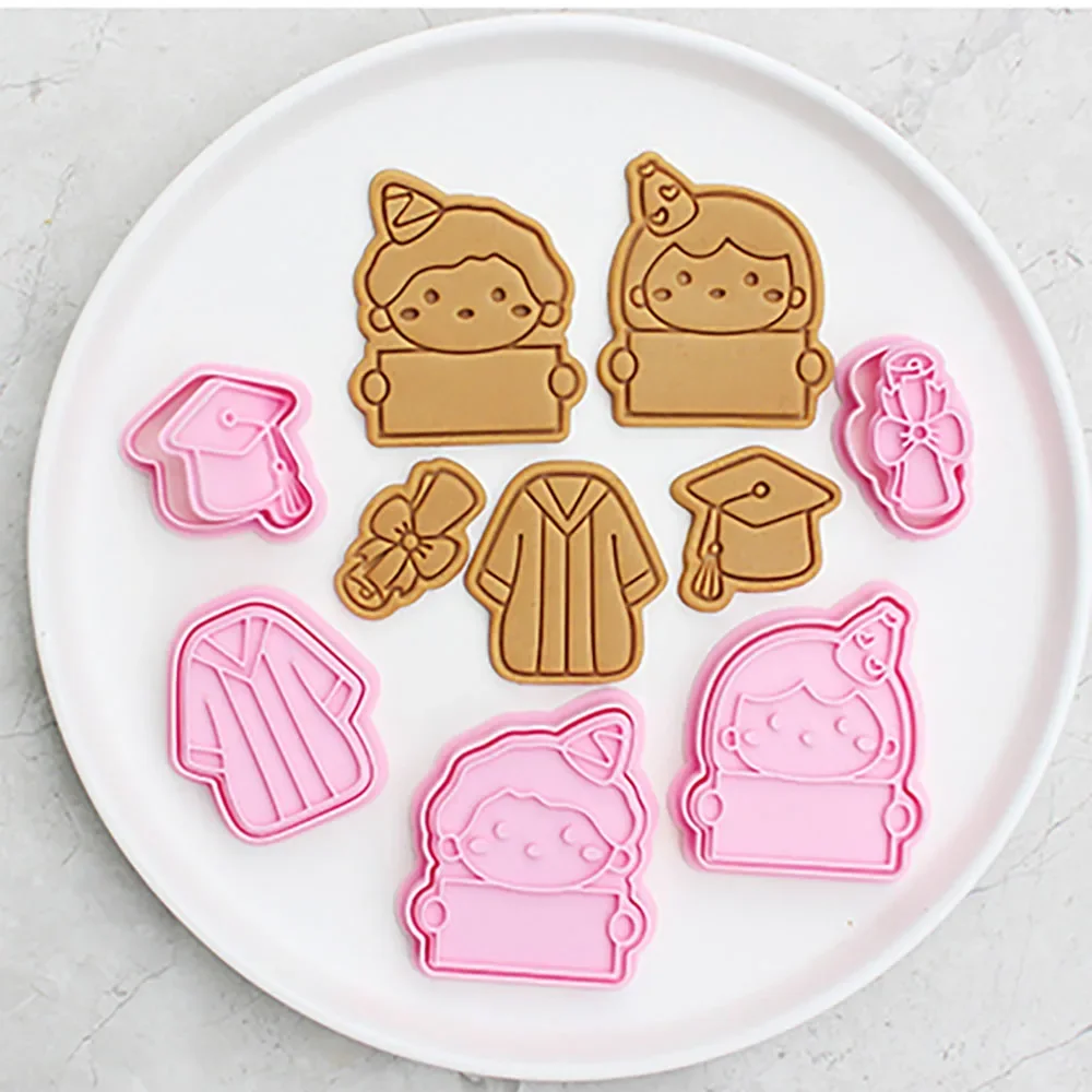 

Cartoon Graduation Season Cookie Mold Bachelor's Clothing Hat Biscuit Press Mold