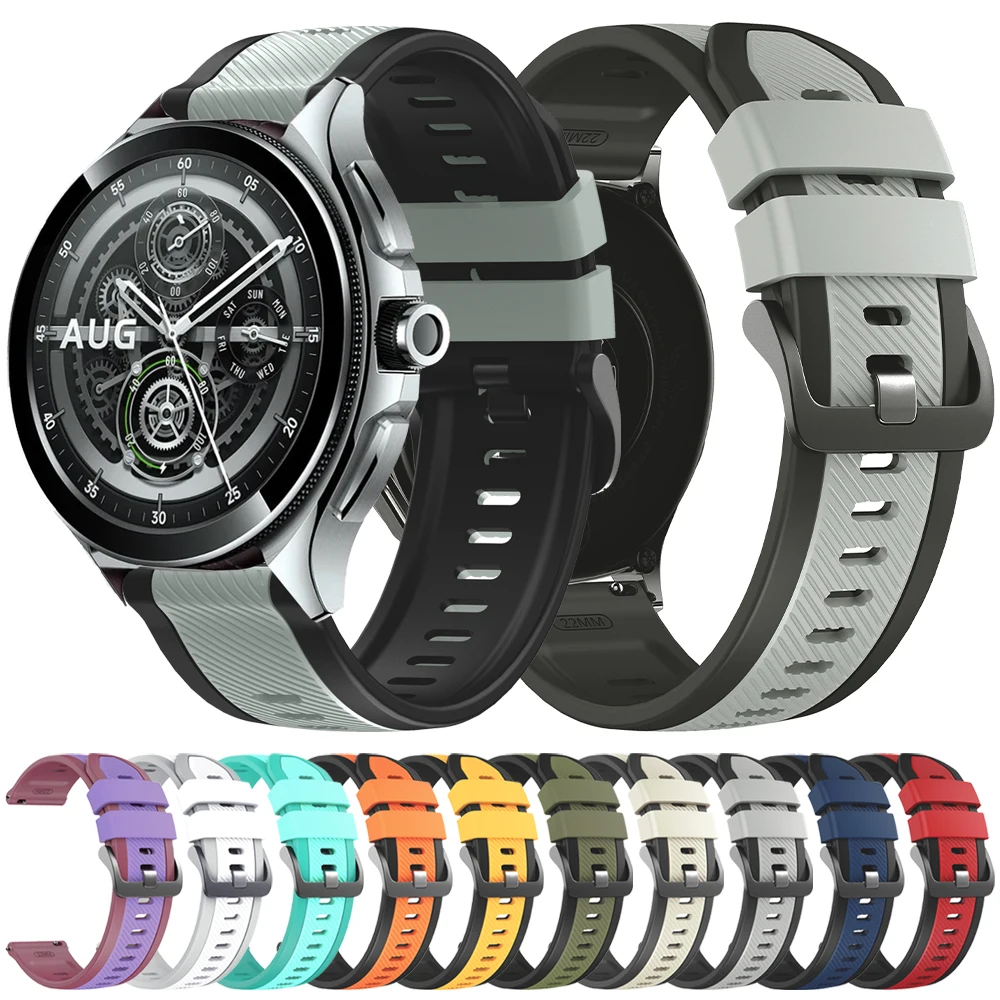 Pulseira de silicone de 22mm para xiaomi watch 2 pro, pulseira de substituição para mi watch s4 sport s3 s2 s1 active watch color 2
