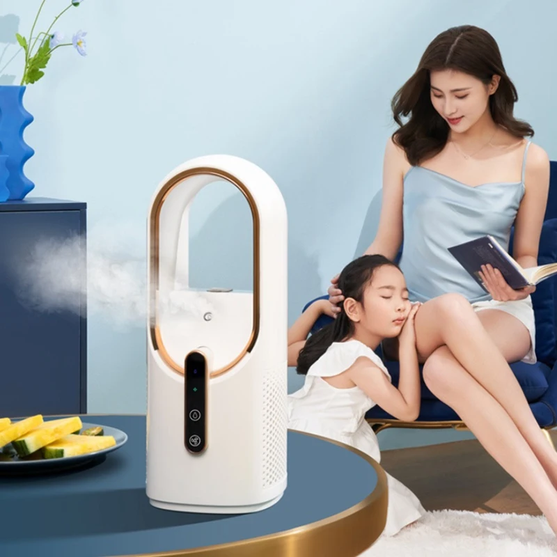 1 Piece Portable Battery Operated Fan Desktop Spray Small Fan Silent Mini Fan Humidification Bladeless Fan Rechargeable USB Fan