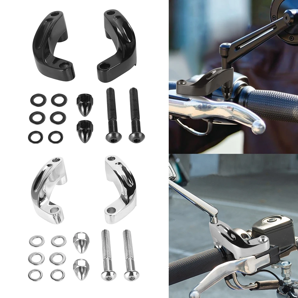 

Black Chrome Motorcycle Mirror Riser Relocation Extension Adapter Adaptor Kit Mirror Relocation Adapters For Harley 2006-20014