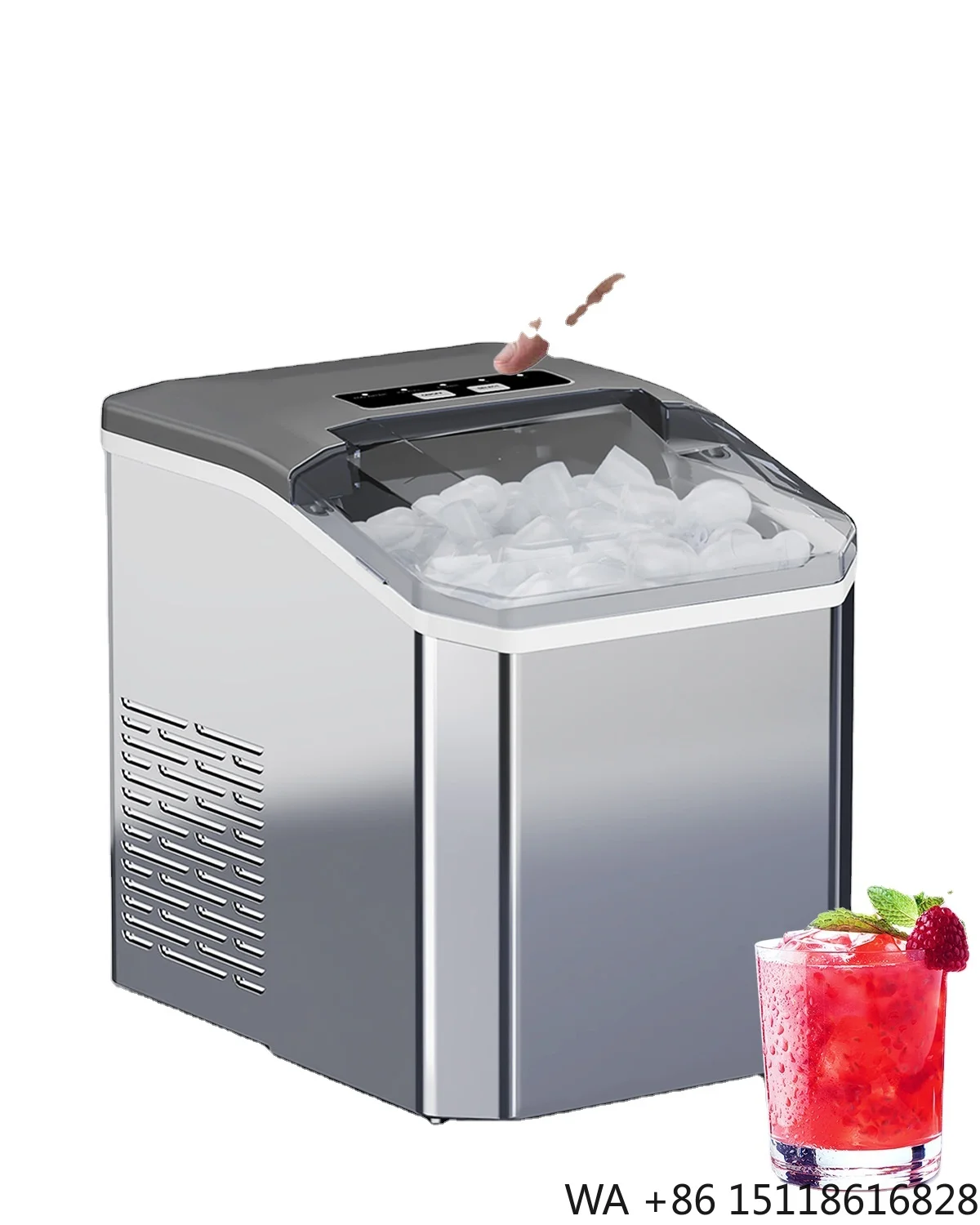 24H Automatic Self-Cleaning Countertop Ice Cube Maker Fast New Electric Machine for Home Office Bars Hotel Use Plastic Housing