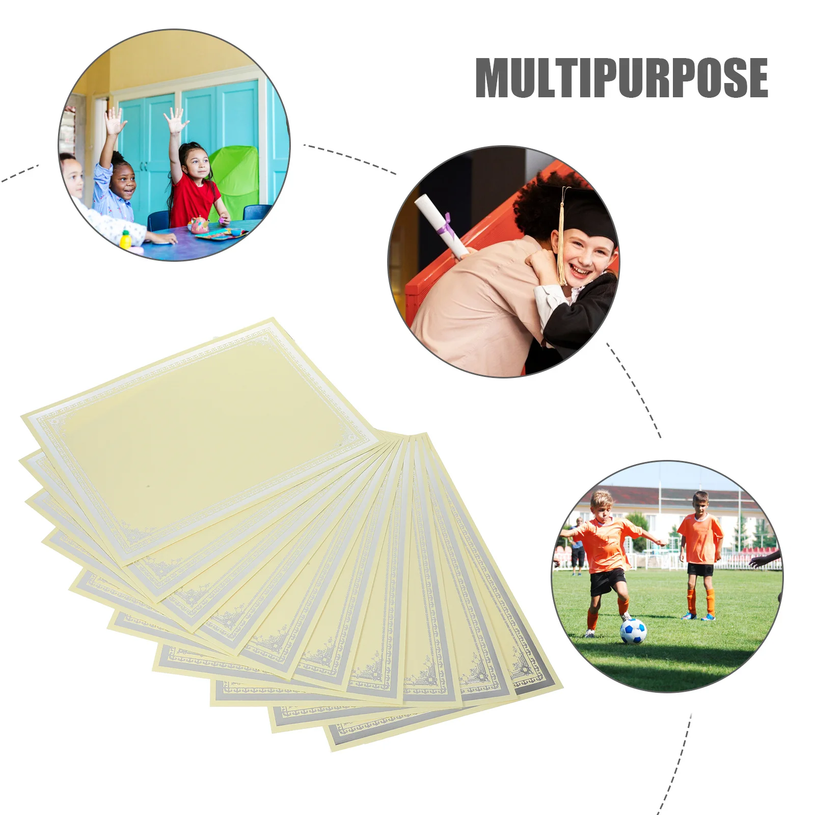 

10 Sheets Silver Foil Certificate Cover Blank Diploma Paper for Printing Writable Graduate Documents Home Office Decor Storage