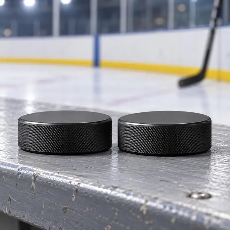 U2JB Single-Piece Ice Hockey Puck with Textured Sidewall for Practice