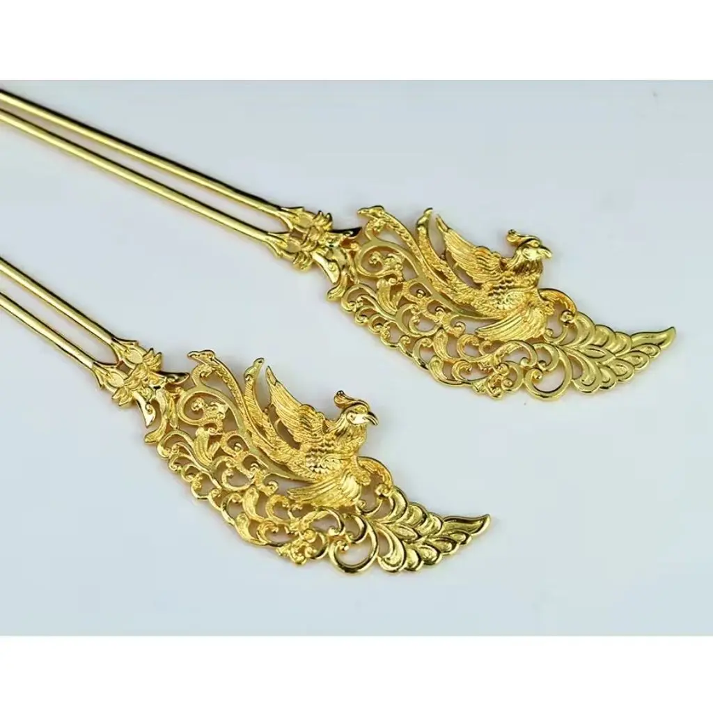 Women's Brass Gold-plated Tang Style Hairpin Flower Ladies Restoration Crown for People Jewelry Antique Hanfu Accessories