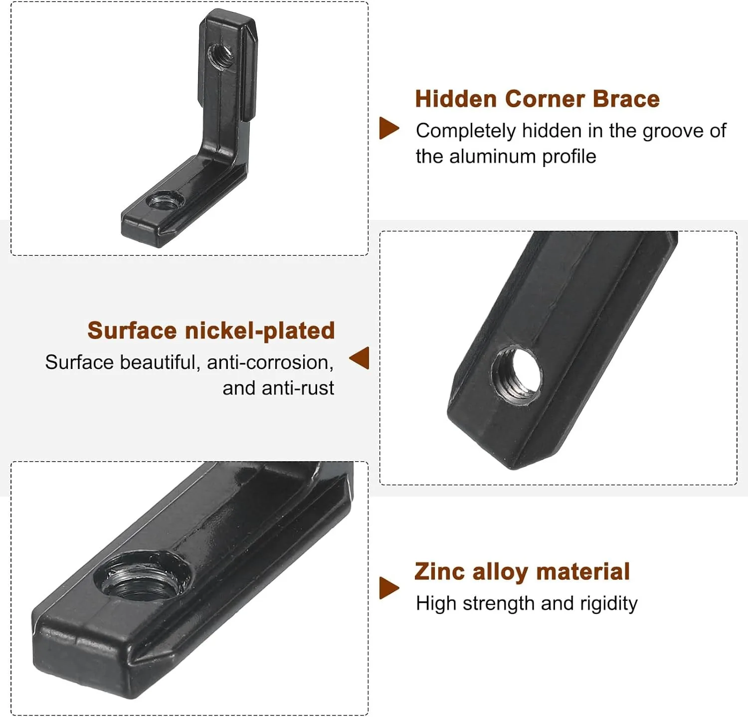 10pcs/Pack 1515 T Slot L Shape Interior Corner Connector Joint Bracket with M4 screws for 1515 EU Aluminum Profile 1.5