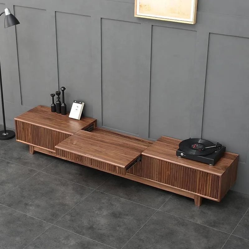 Walnut Laser TV Cabinet Nordic Modern Projector Special Living Room Short Cabinet Telescopic High-end Internet c