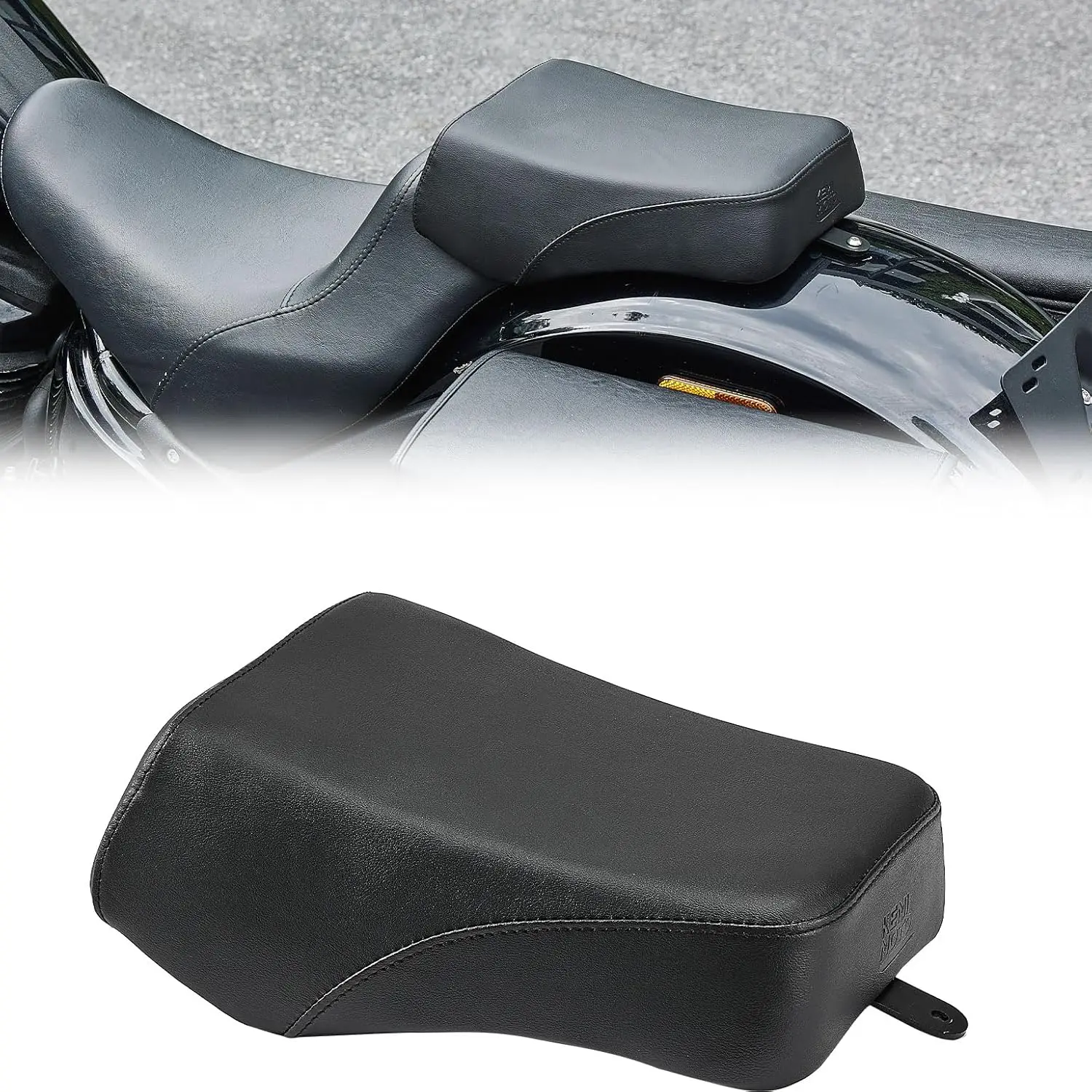Motorcycle Passenger Seat Pad Cushion, PU Leather Rear Pillion Pad, Fits Cruiser Bike Models, Comfortable Replacement