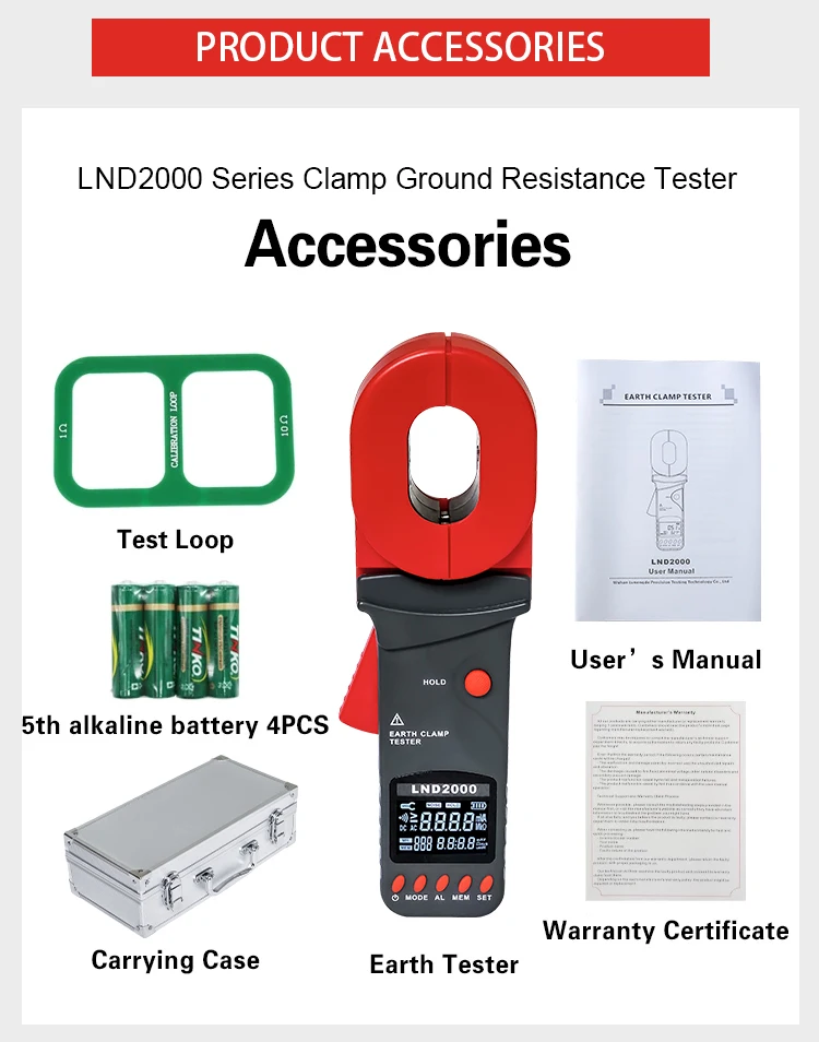 LND2000 Digital Clamp Meter Earth Resistance Tester Essential Testing Equipment