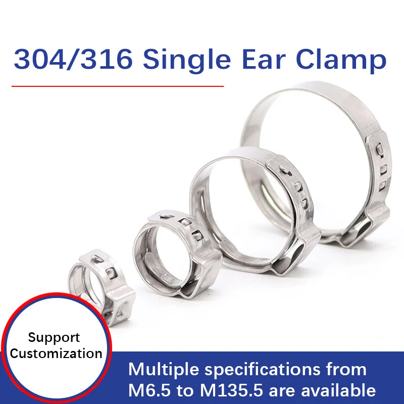 20pcs 304 Single Ear Infinite Adjustable Stainless Steel 316 Strong Clamp Ok Style Pipe Clamp Water Pipe Clamp Oil Pipe Clamp