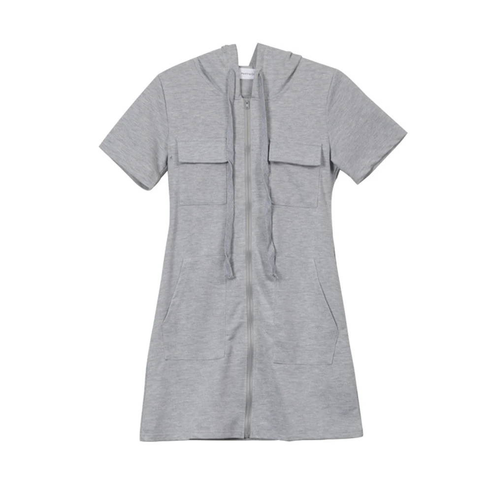 

Daily Holiday Vacation Gray White Women s Dress Solid Street wear Women Casual Dress Hooded Loose Solid Color Regular