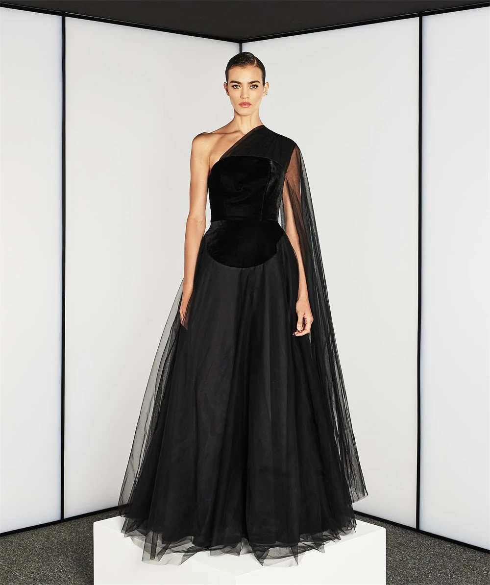 Customized Jiayigong Fashion One-shoulder Ball gown Cocktail Celebrity Tulle Draped Fold Chiffon vestidos longos para eventos es