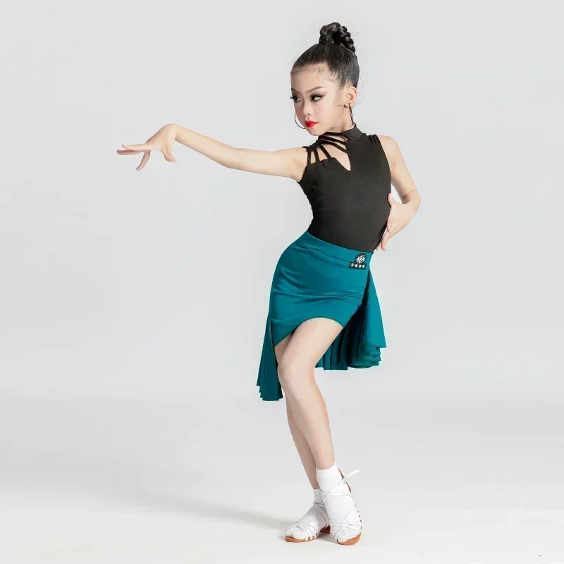 Estate Bambini Abbigliamento da ballo latino Ragazze Competizione Abiti da allenamento Gonna da ballo latino Abito diviso