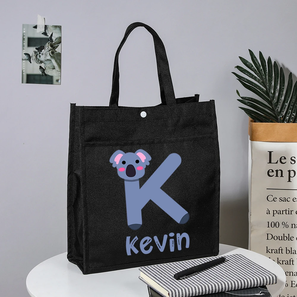 Personalized Kids Library Tote Homeschool Gift Idea Oxford School Bags Children Birthday Gift Custom Name Cute Reading Books Bag