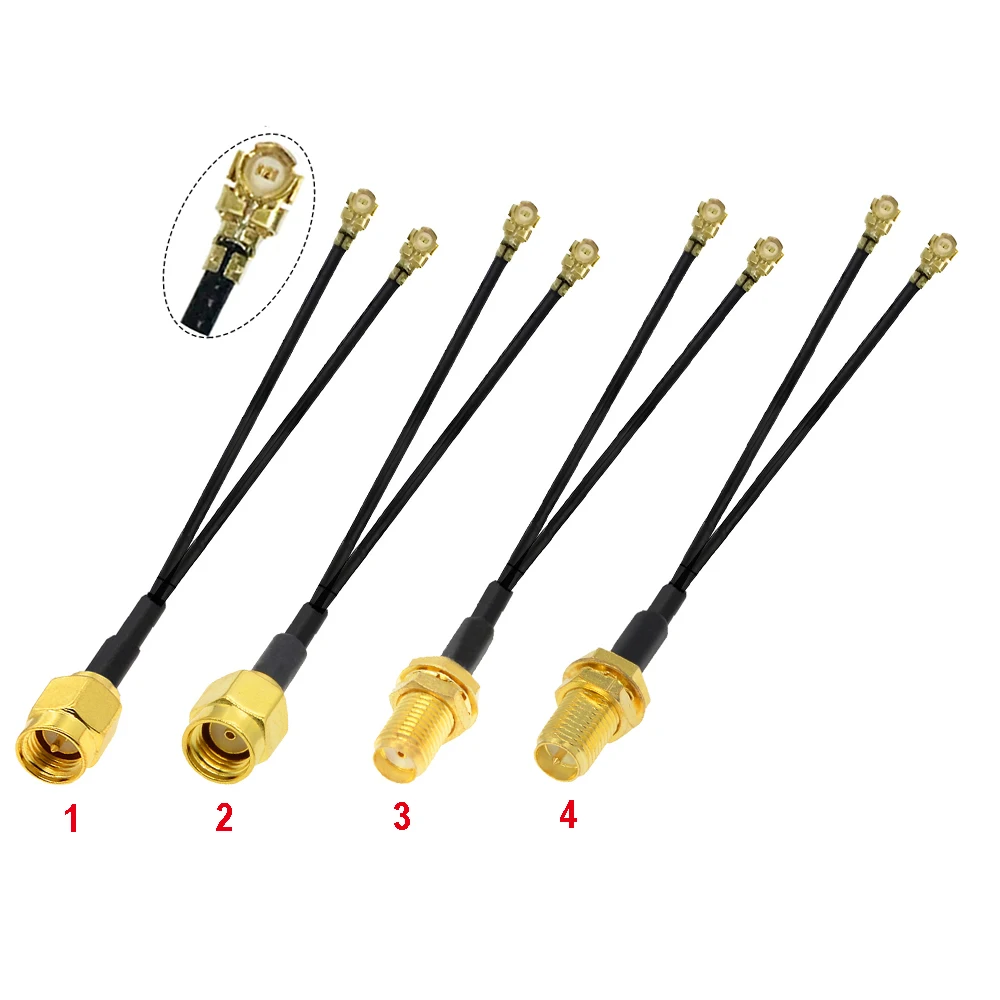 10PCS/LOT RP-SMA / SMA to 2 x IPX U.fl Female Jack RF1.37 Cable Splitter Combiner WIFI Antenna Extension Jumper Pigtail