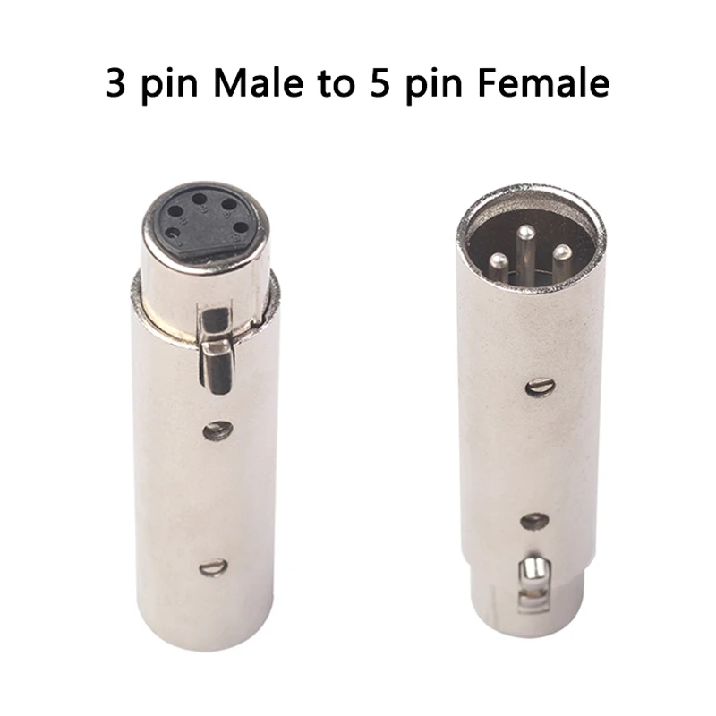 3 دبوس XLR إلى 5 دبوس DMX محول معدني محول الإضاءة الصوتية 3 دبوس ذكر إلى 5 دبوس موصل سالب المرحلة وإضاءة المسرح