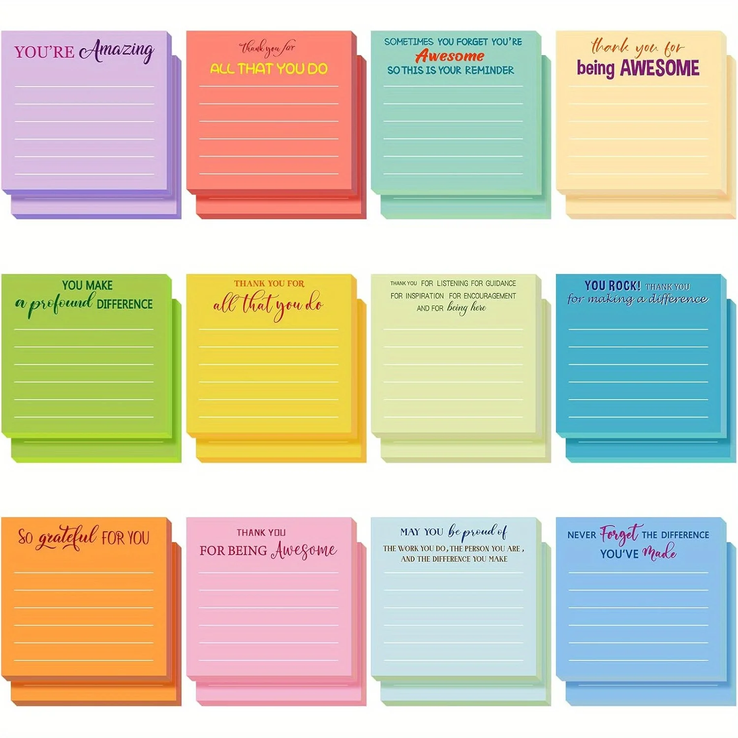 12/24 Pcs Employee Appreciation Sticky Notes Thank You Gifts Bulk Note Pads With Sayings Teacher Gift Mini Pocket Inspirational